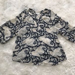 Joie Semi Sheer Paisley Peasant Blouse